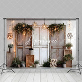 Aperturee - Aperturee Wood Cabin Door Boho Photography Backdrop For Studio
